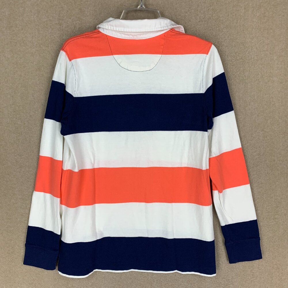 🚨SOLD 🚨Lands End Rugby Shirt size Medium Women’s Striped Polo Navy Orange Cotton - Picture 6 of 14